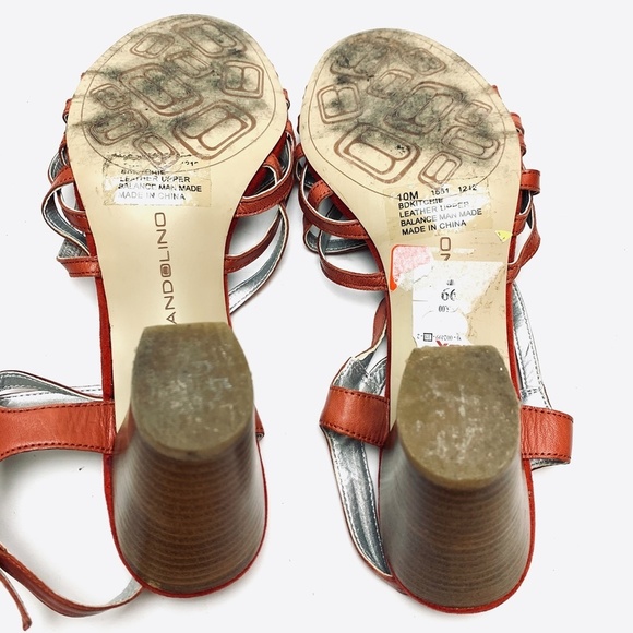 BANDOLINO KITCHIE Stacked Leather Heels Sandals 10 - Picture 8 of 11